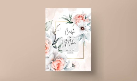 Téléchargez les illustrations : Invitation de mariage élégante avec un bel arrangement de fleurs - en licence libre de droit
