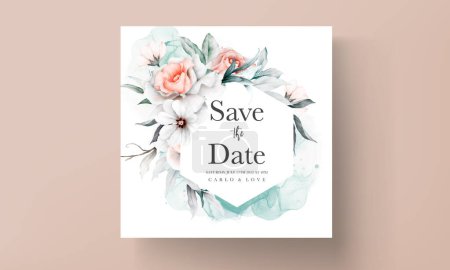 Ilustración de Invitación de boda elegante con un hermoso arreglo de flores - Imagen libre de derechos