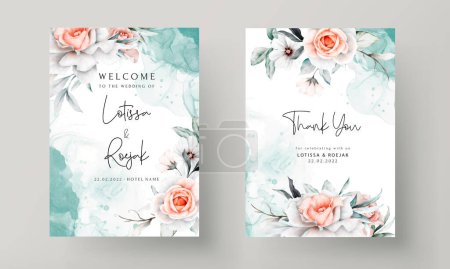 Illustration for Beautiful wedding invitation with watercolor flower - Royalty Free Image