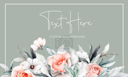 Téléchargez les illustrations : Fond floral vintage de roses beige avec des feuilles et des fleurs - en licence libre de droit