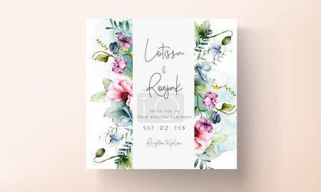 Illustration for Luxury invitation template with floral watercolor - Royalty Free Image