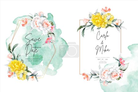 Illustration for Beautiful watercolor floral frame template - Royalty Free Image