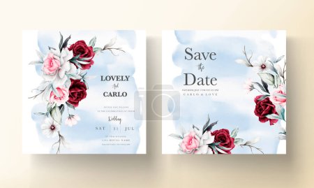 Ilustración de Elegante blanco y marrón rosa marco floral acuarela invitación tarjeta plantilla - Imagen libre de derechos