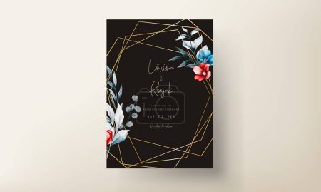 Ilustración de Invitación de boda con peonías marco floral acuarela - Imagen libre de derechos