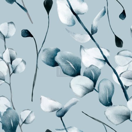 Téléchargez les illustrations : Feuilles élégantes peinture aquarelle motif floral sans couture - en licence libre de droit