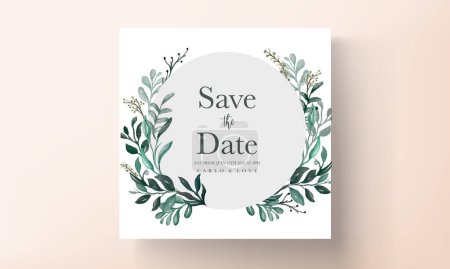 Illustration for Invitation card with leaves and flowers watercolor - Royalty Free Image