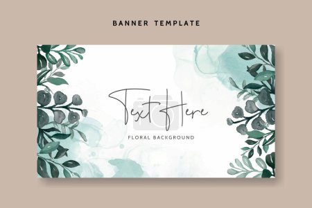 Illustration for Hand drawn watercolor leaves floral background - Royalty Free Image