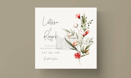 Illustration for Bohemian floral watercolor wedding invitation card template - Royalty Free Image