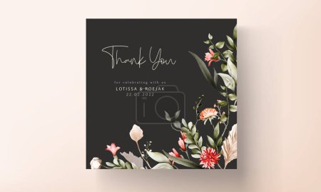 Téléchargez les illustrations : Élégant modèle de carte d'invitation florale bohème vintage - en licence libre de droit