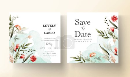 Ilustración de Elegante plantilla de tarjeta de invitación floral bohemia vintage - Imagen libre de derechos