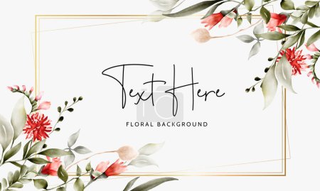 Illustration for Vintage floral background with bohemian flower and leaves - Royalty Free Image