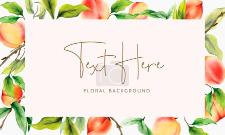 Illustration for Beautiful floral background with hand drawn peaches watercolor - Royalty Free Image