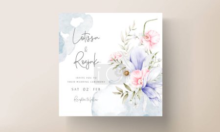 Illustration for Beautiful wedding invitation card with elegant vintage floral - Royalty Free Image