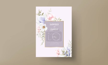 Téléchargez les illustrations : Belle carte d'invitation de mariage avec élégant vintage floral - en licence libre de droit