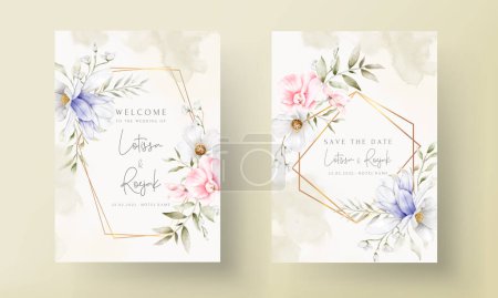 Ilustración de Hermosa tarjeta de invitación de boda con elegante vintage floral - Imagen libre de derechos