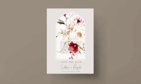 Téléchargez les illustrations : Élégante carte d'invitation de mariage boho avec fleurs séchées et fleur de marron - en licence libre de droit
