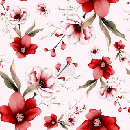 Photo for Beautiful Watercolor elegant boho floral seamless pattern - Royalty Free Image