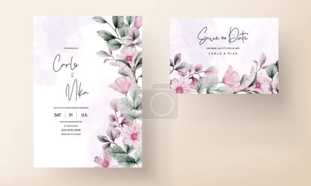 Ilustración de Elegante tarjeta de invitación de boda con acuarela floral vintage - Imagen libre de derechos