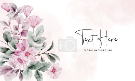 Illustration for Beautiful floral watercolor background template - Royalty Free Image