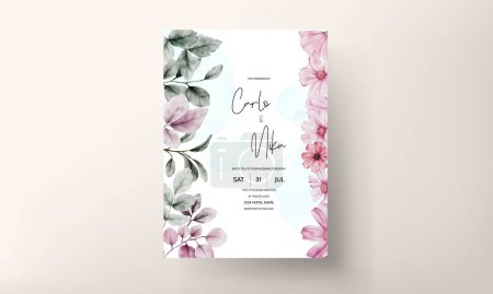 Téléchargez les illustrations : Belle carte d'invitation de mariage avec aquarelle florale - en licence libre de droit