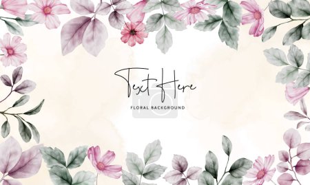 Illustration for Beautiful floral watercolor background template - Royalty Free Image