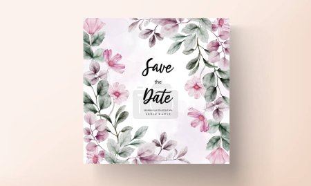 Téléchargez les illustrations : Belle carte d'invitation de mariage avec aquarelle florale - en licence libre de droit