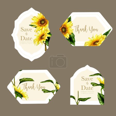 Illustration for Beautiful hand drawn flower and leaves label collection - Royalty Free Image