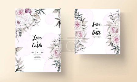 Illustration for Beautiful hand drawn watercolor floral invitation card - Royalty Free Image