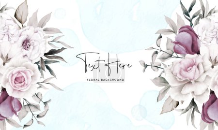 Illustration for Luxury grey and  purple watercolor floral background - Royalty Free Image