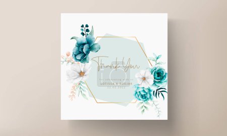 Illustration for Elegant watercolor flower and leaves wedding invitation card - Royalty Free Image