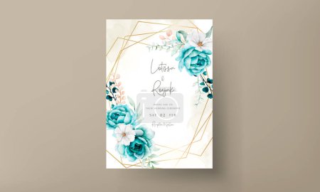 Ilustración de Elegante flor de acuarela y deja tarjeta de invitación de boda - Imagen libre de derechos