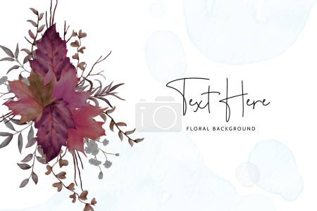 Téléchargez les illustrations : Belle aquarelle feuilles séchées fond floral - en licence libre de droit