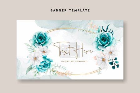 Ilustración de Elegante tarjeta de fondo floral acuarela con flor de tosca y hojas - Imagen libre de derechos