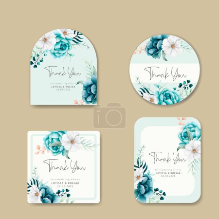 Téléchargez les illustrations : Collection de belles étiquettes de mariage floral aquarelle - en licence libre de droit