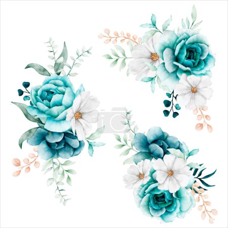 weiße tosca Blumenstrauß Anordnung Aquarell 