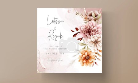 Illustration for Beautiful autumn floral wedding invitation card template - Royalty Free Image