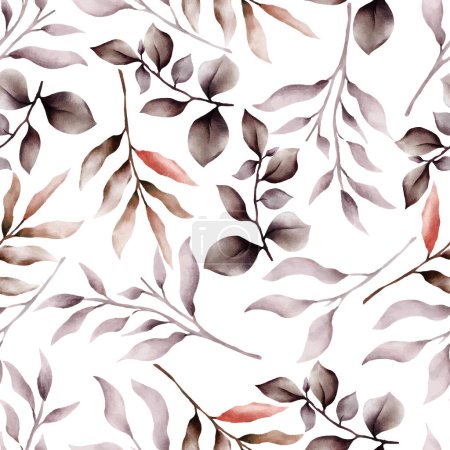 Ilustración de Seamless pattern with hand drawn watercolor brown leaves - Imagen libre de derechos
