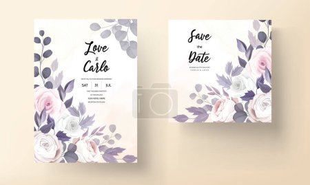 Téléchargez les illustrations : Belle main dessin invitation de mariage design floral - en licence libre de droit