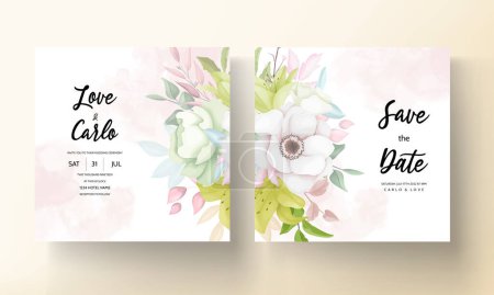 Ilustración de Hermosa corona floral boda invitación tarjeta plantilla - Imagen libre de derechos