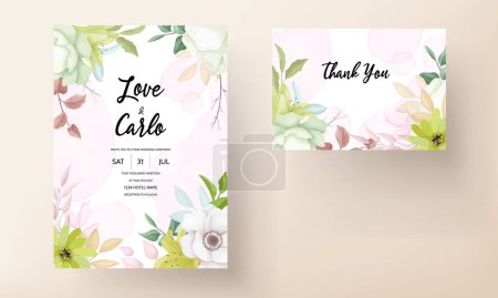 Ilustración de Hermosa corona floral boda invitación tarjeta plantilla - Imagen libre de derechos