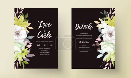 Illustration for Beautiful floral wreath wedding invitation card template - Royalty Free Image