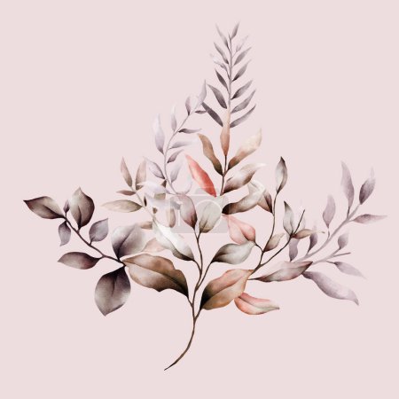 Ilustración de Elegante ramo de hojas marrón acuarela - Imagen libre de derechos