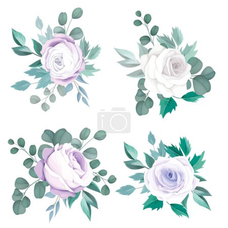 Illustration for Beautiful bouquet roses flower and eucalyptus leaves - Royalty Free Image