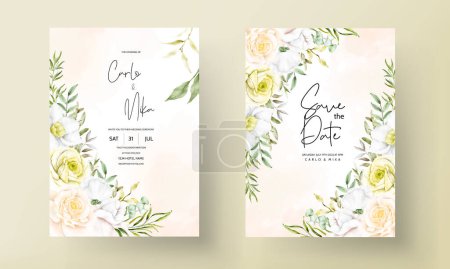 Illustration for Beautiful blooming flower wedding invitation card - Royalty Free Image