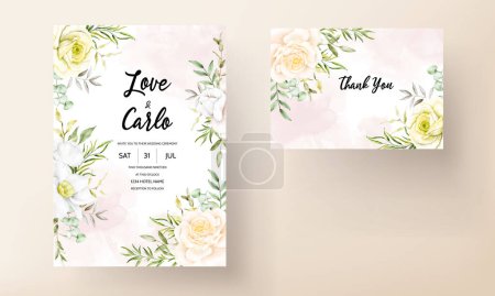 Téléchargez les illustrations : Belle fleur fleur carte d'invitation de mariage - en licence libre de droit