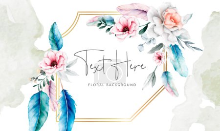 Illustration for Beautiful flower and dreamcatcher background template - Royalty Free Image