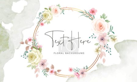 Illustration for Beautiful floral wreath background template - Royalty Free Image