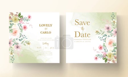 Illustration for Beautiful floral wreath wedding invitation card - Royalty Free Image