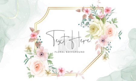 Illustration for Beautiful floral wreath background template - Royalty Free Image
