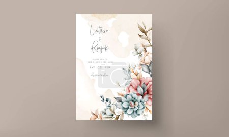 Illustration for Beautiful vintage watercolor floral wedding invitation card - Royalty Free Image